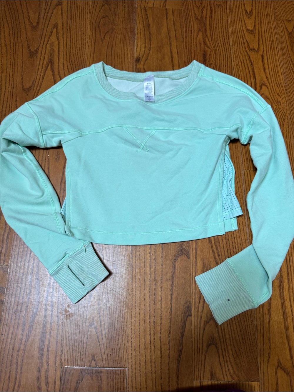 Mint Green Cropped Long Sleeve Sweatshirt